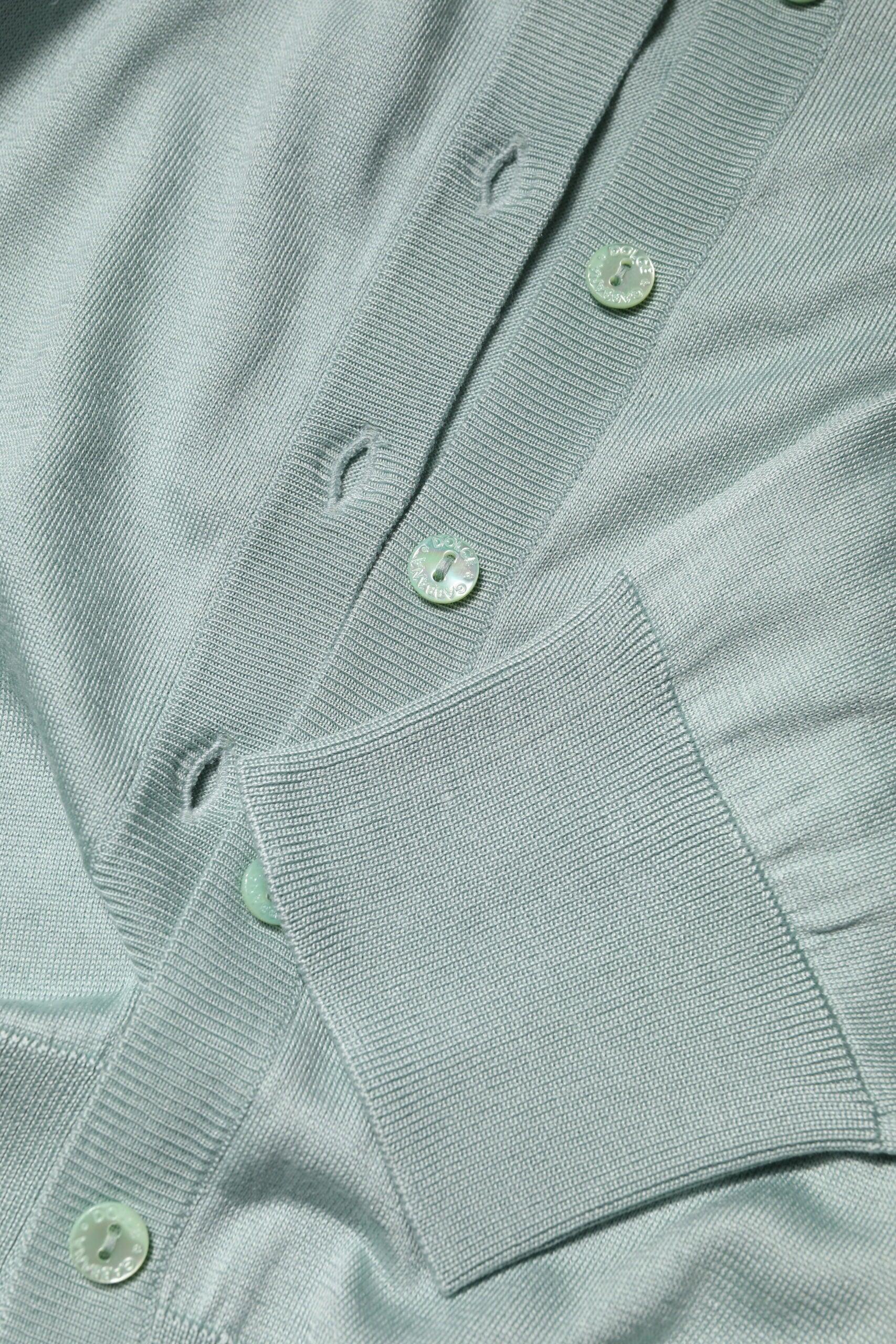 Dolce & Gabbana Light Green Silk Button Down Cardigan Sweater - Zeiniez