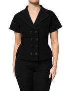 Dolce & Gabbana Black Wool Double Breasted Coat Jacket - Zeiniez