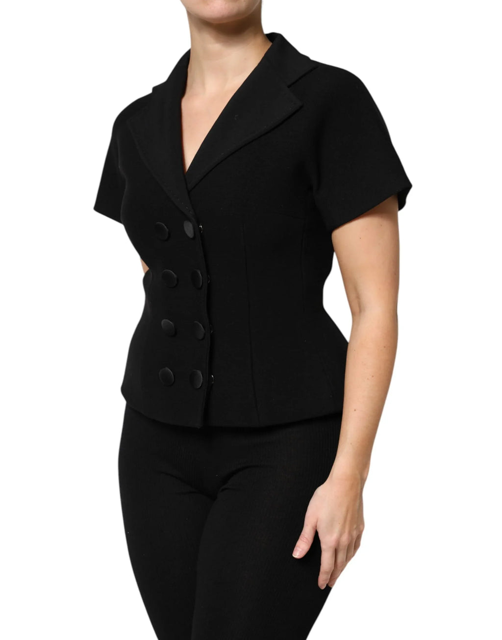 Dolce & Gabbana Black Wool Double Breasted Coat Jacket - Zeiniez