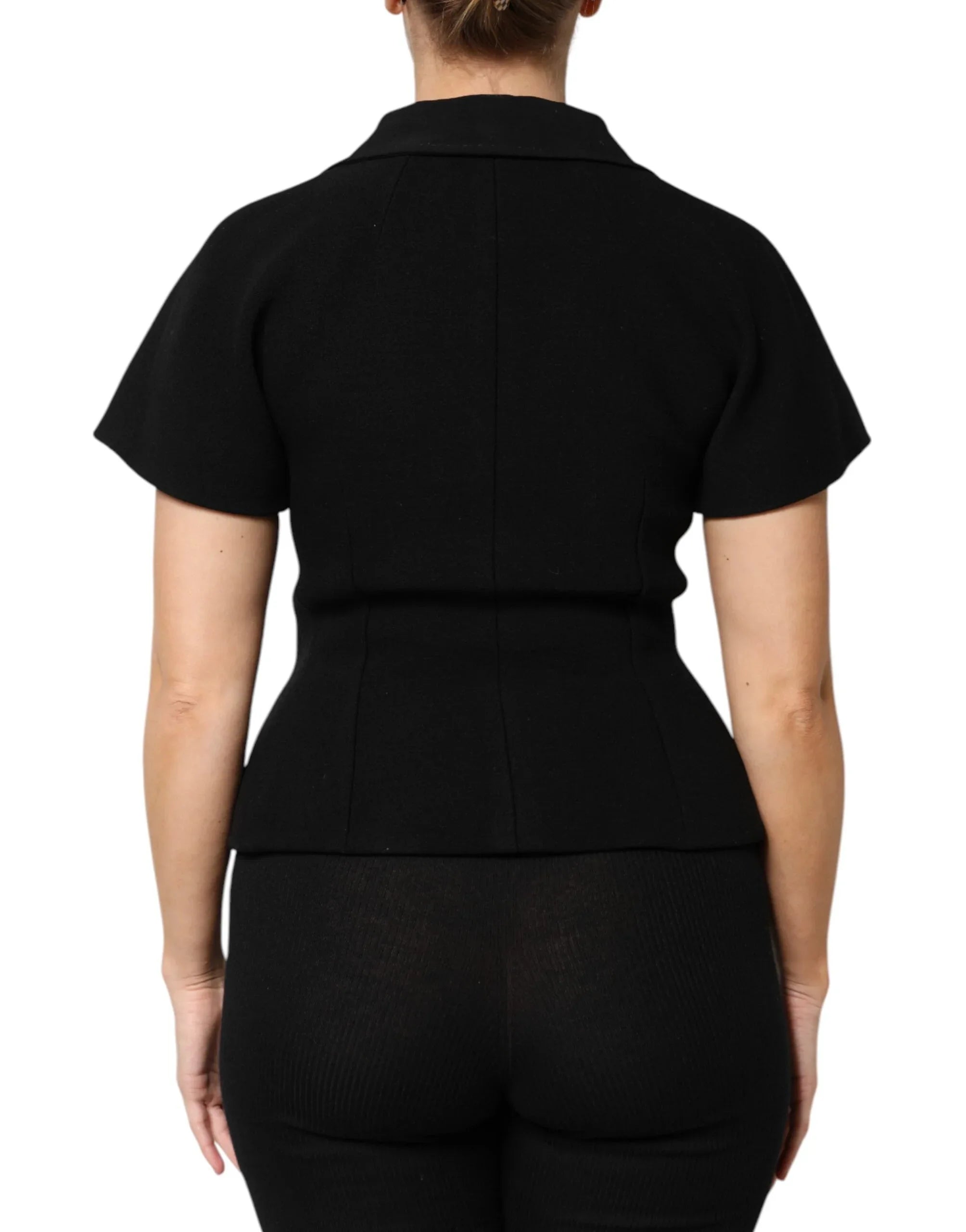 Dolce & Gabbana Black Wool Double Breasted Coat Jacket - Zeiniez