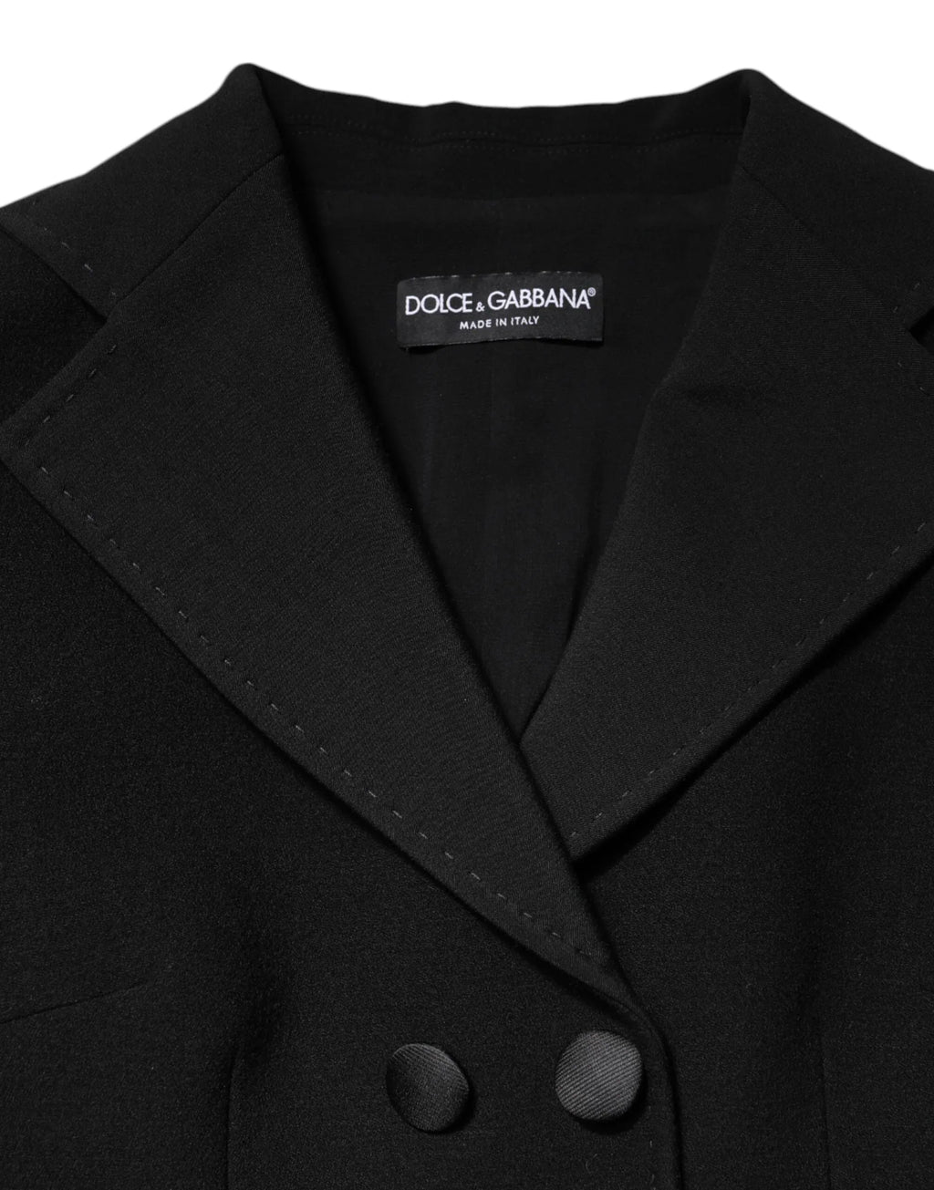 Dolce & Gabbana Black Wool Double Breasted Coat Jacket - Zeiniez