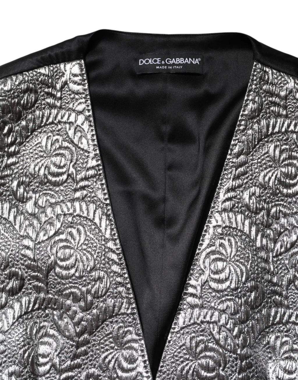 Dolce & Gabbana Silver Floral Jacquard Sleeveless Vest Top - Zeiniez
