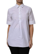 Dolce & Gabbana White Cotton Short Sleeves Collared Polo Top - Zeiniez
