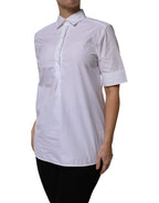 Dolce & Gabbana White Cotton Short Sleeves Collared Polo Top - Zeiniez