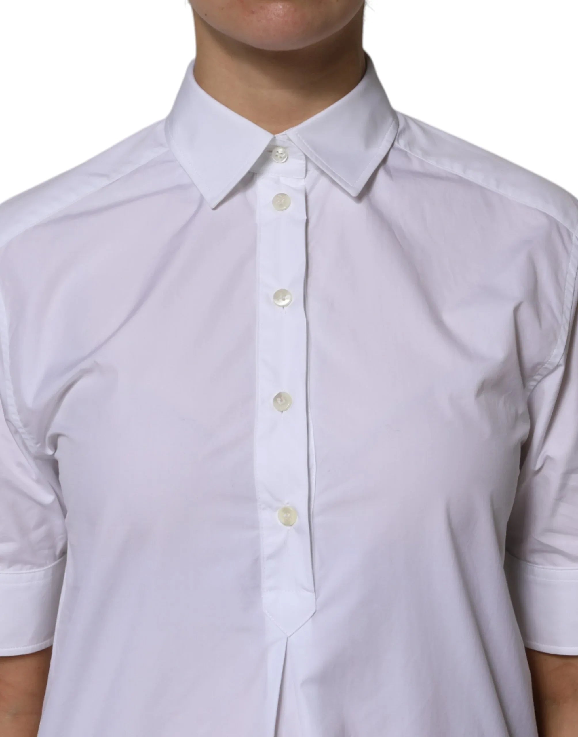 Dolce & Gabbana White Cotton Short Sleeves Collared Polo Top - Zeiniez