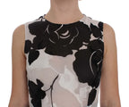Dolce & Gabbana Black White Floral Silk Sheath Gown Dress - Zeiniez