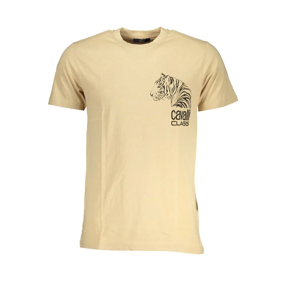 Cavalli Class Beige Cotton Men T-Shirt - Zeiniez