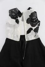 Dolce & Gabbana Black White Floral Silk Sheath Gown Dress - Zeiniez