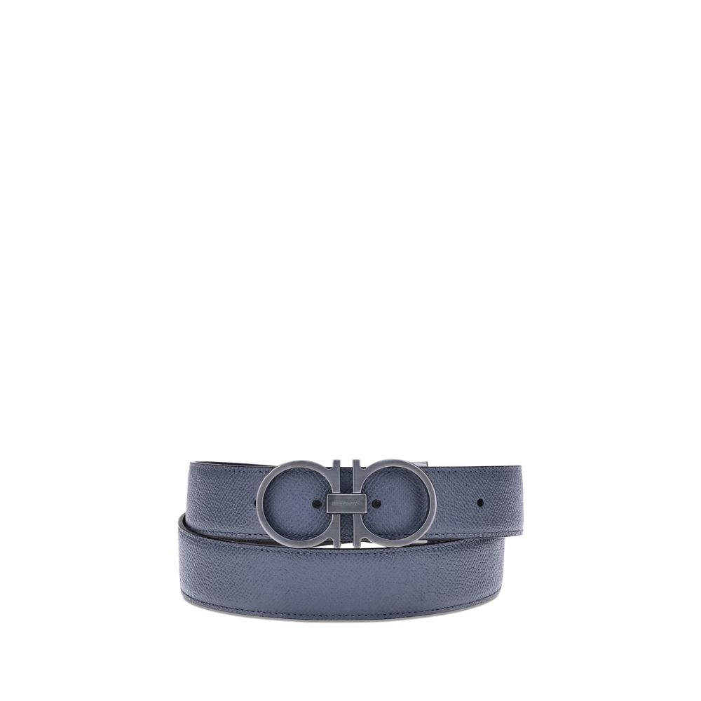 Ferragamo Blue Calf Leather Bos Taurus Regular Belt Ferragamo