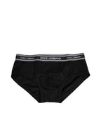 Dolce & Gabbana Black Cotton Stretch Logo Print Brief Underwear - Zeiniez