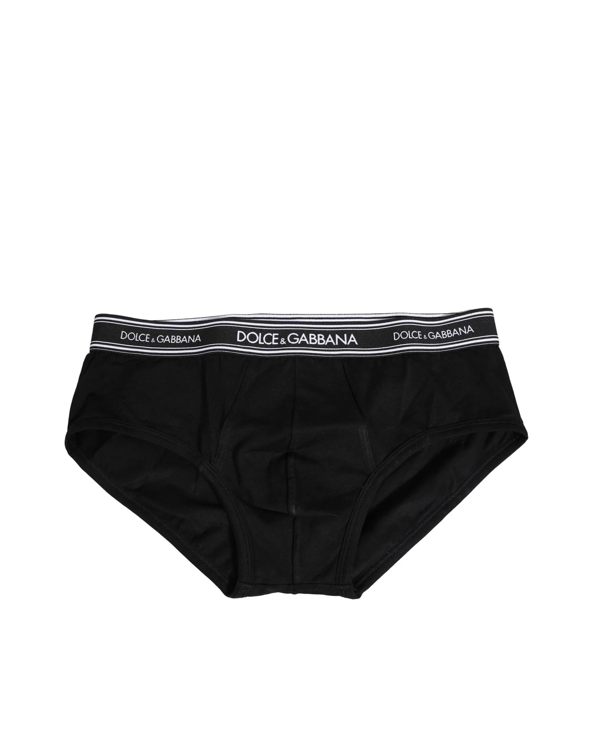 Dolce & Gabbana Black Cotton Stretch Logo Print Brief Underwear - Zeiniez