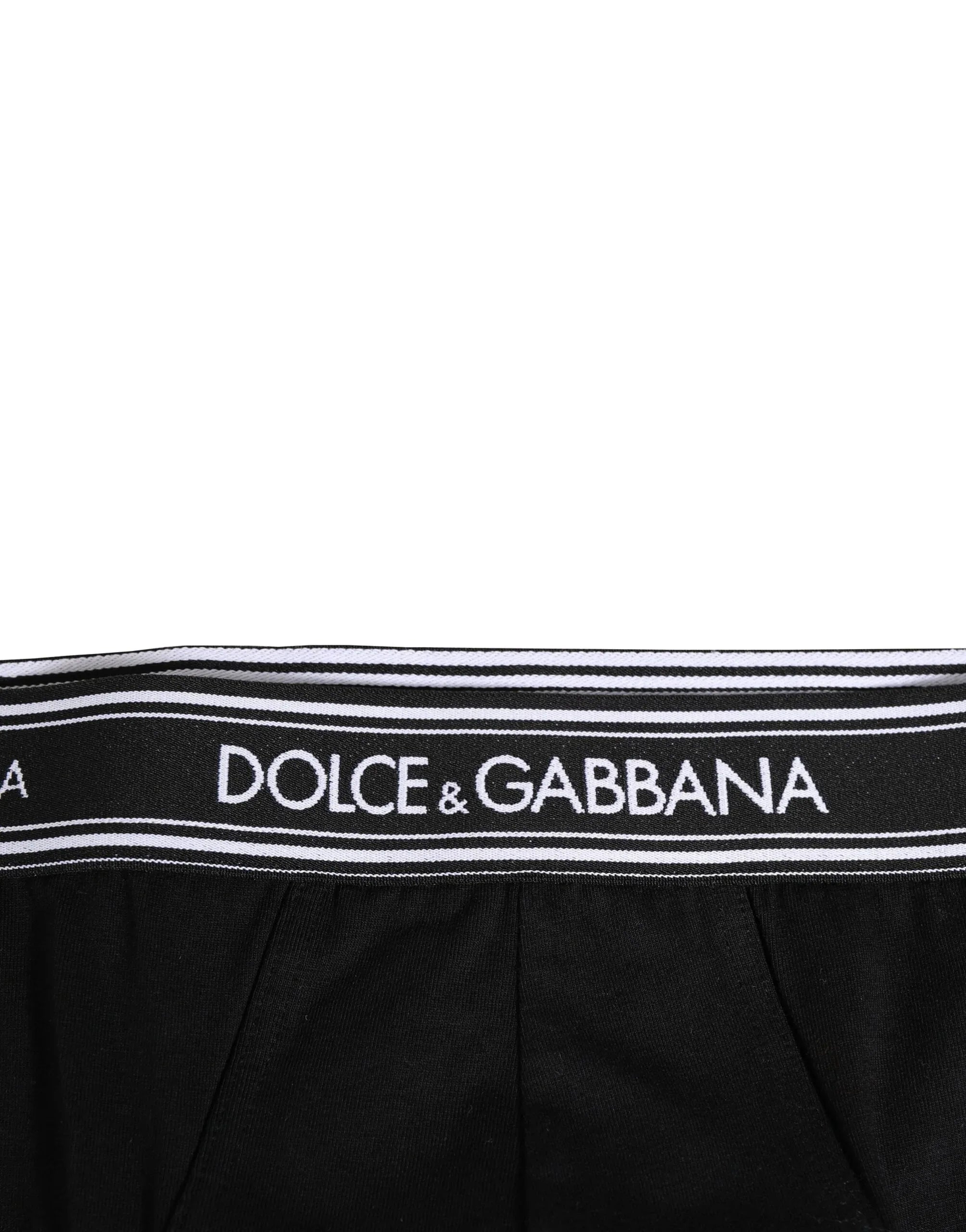 Dolce & Gabbana Black Cotton Stretch Logo Print Brief Underwear - Zeiniez
