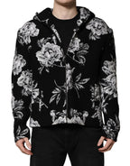 Dolce & Gabbana Black Wool Floral Printed Men Hooded Jacket - Zeiniez