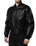 Dolce & Gabbana Black Logo Plaque Bomber Full Zipper Jacket - Zeiniez