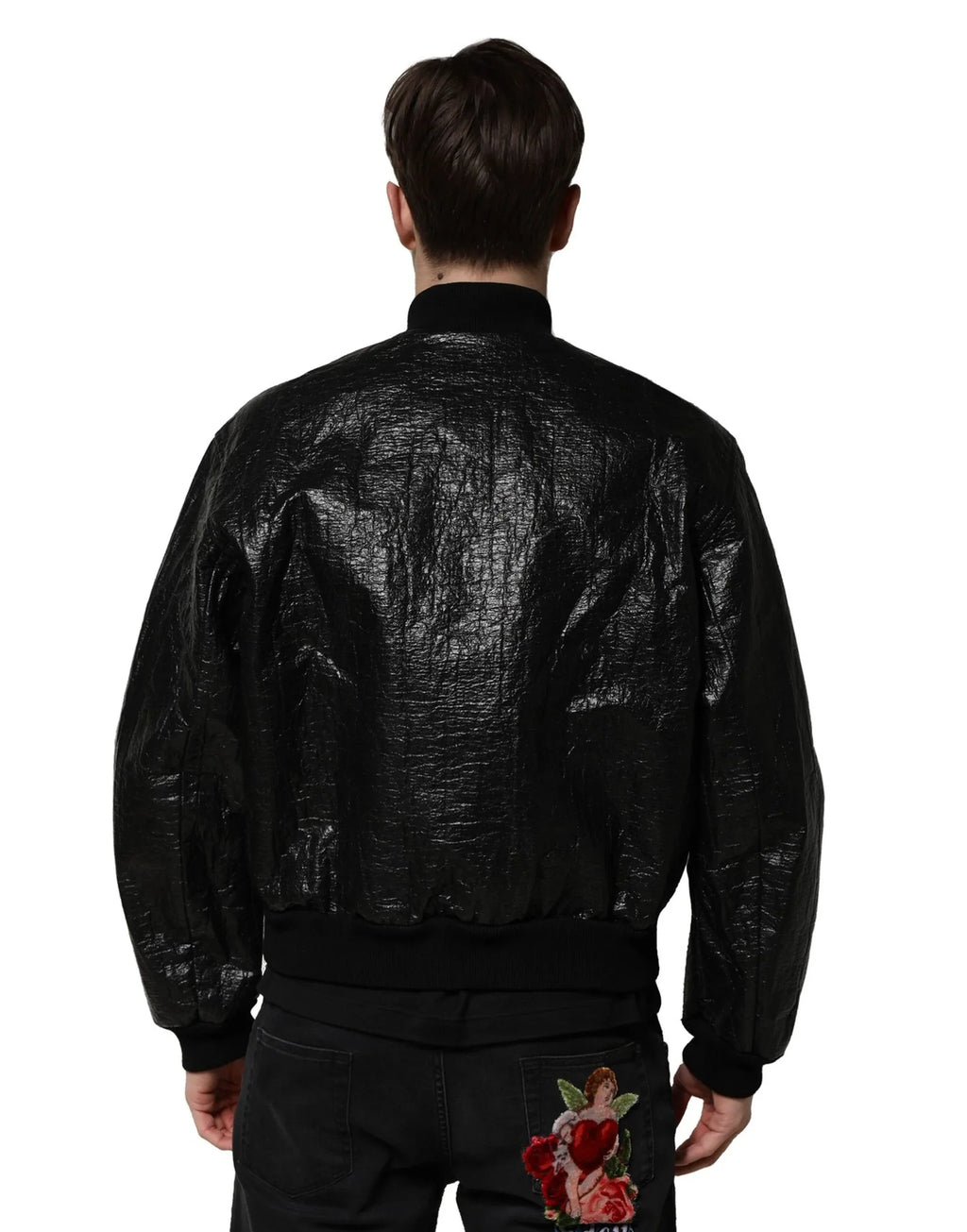 Dolce & Gabbana Black Logo Plaque Bomber Full Zipper Jacket - Zeiniez