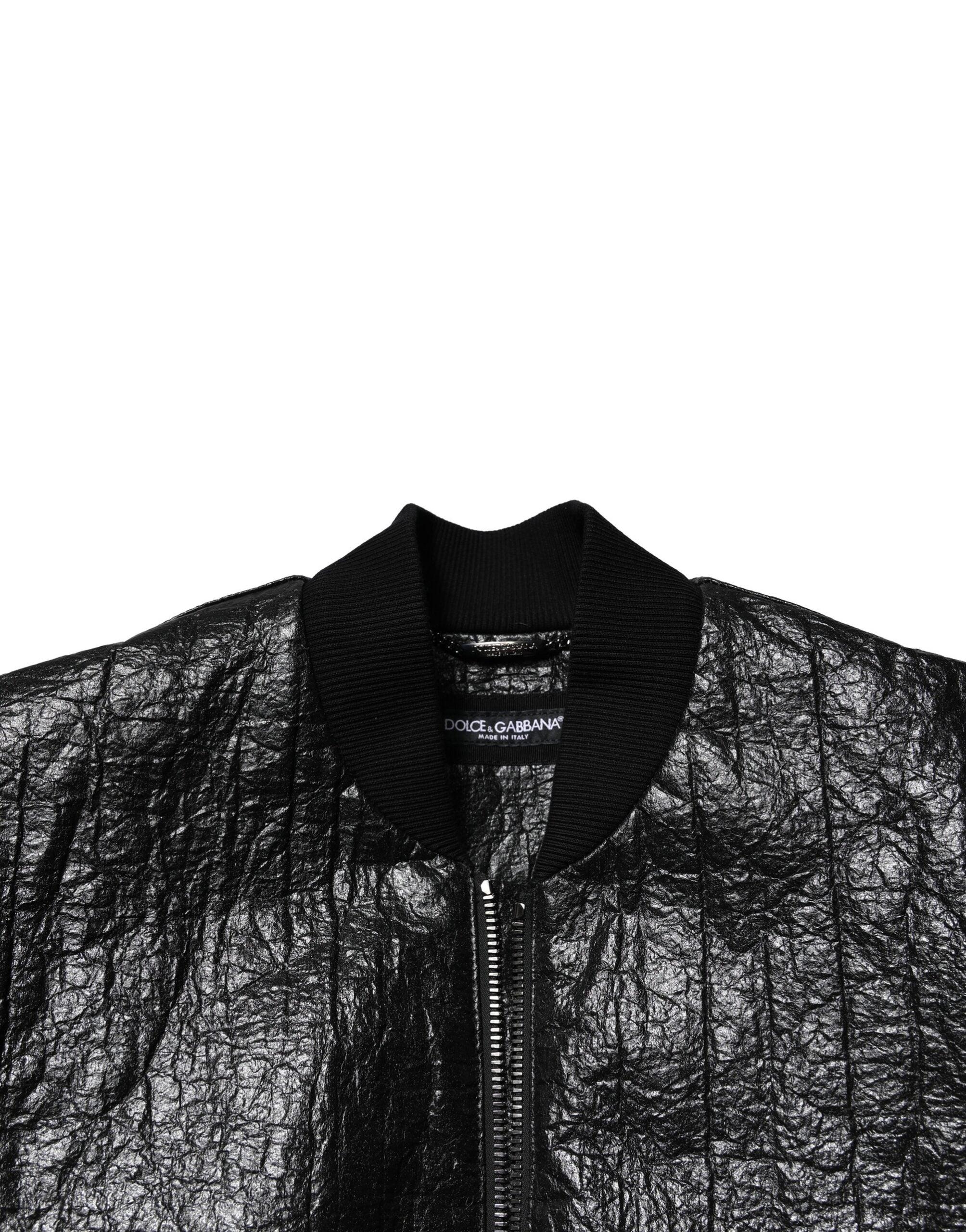 Dolce & Gabbana Black Logo Plaque Bomber Full Zipper Jacket - Zeiniez