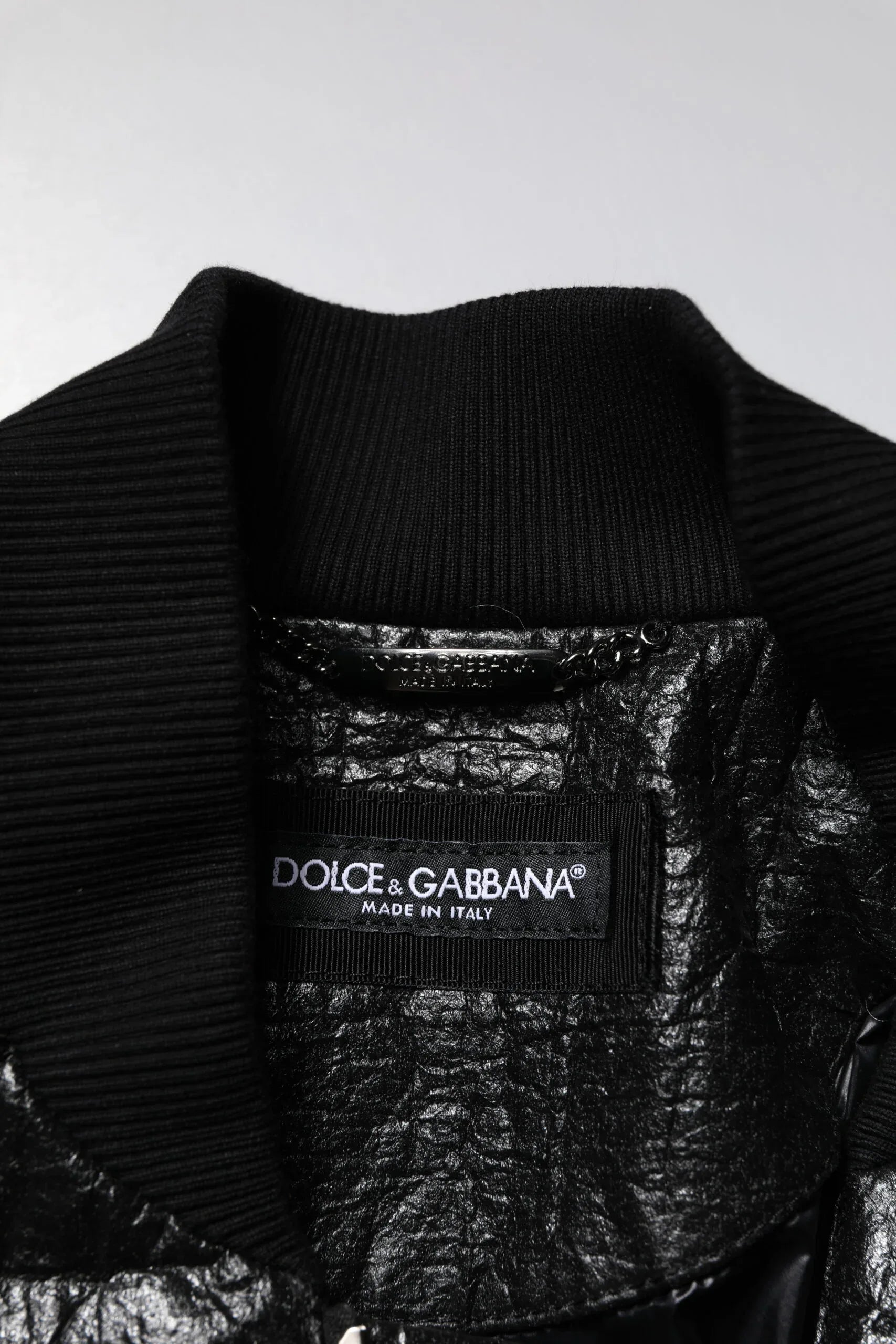 Dolce & Gabbana Black Logo Plaque Bomber Full Zipper Jacket - Zeiniez