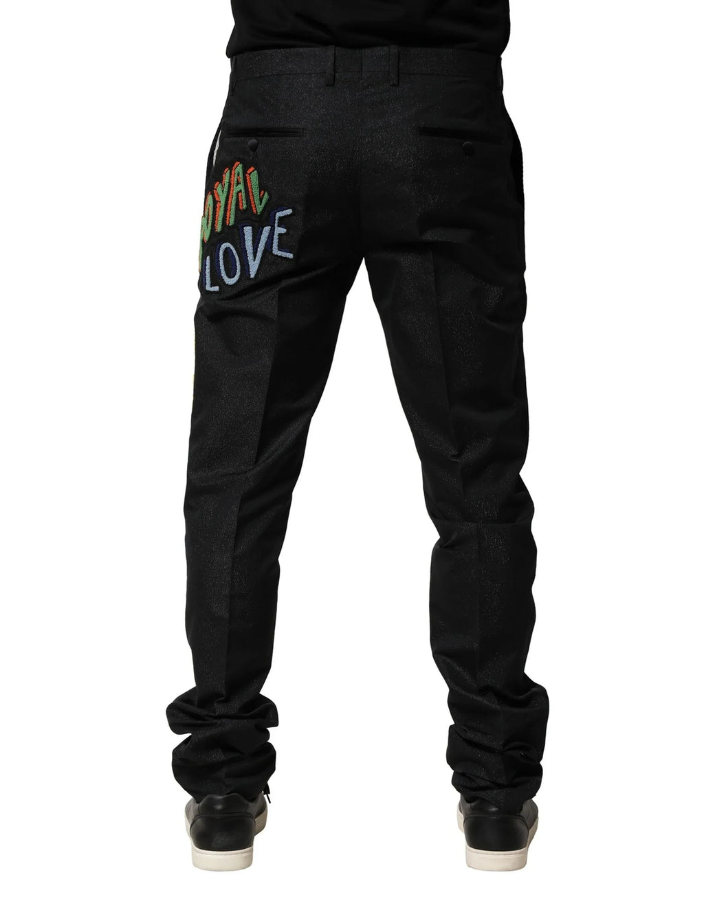 Dolce & Gabbana Black Graphic Embroidery Men Pants - Zeiniez