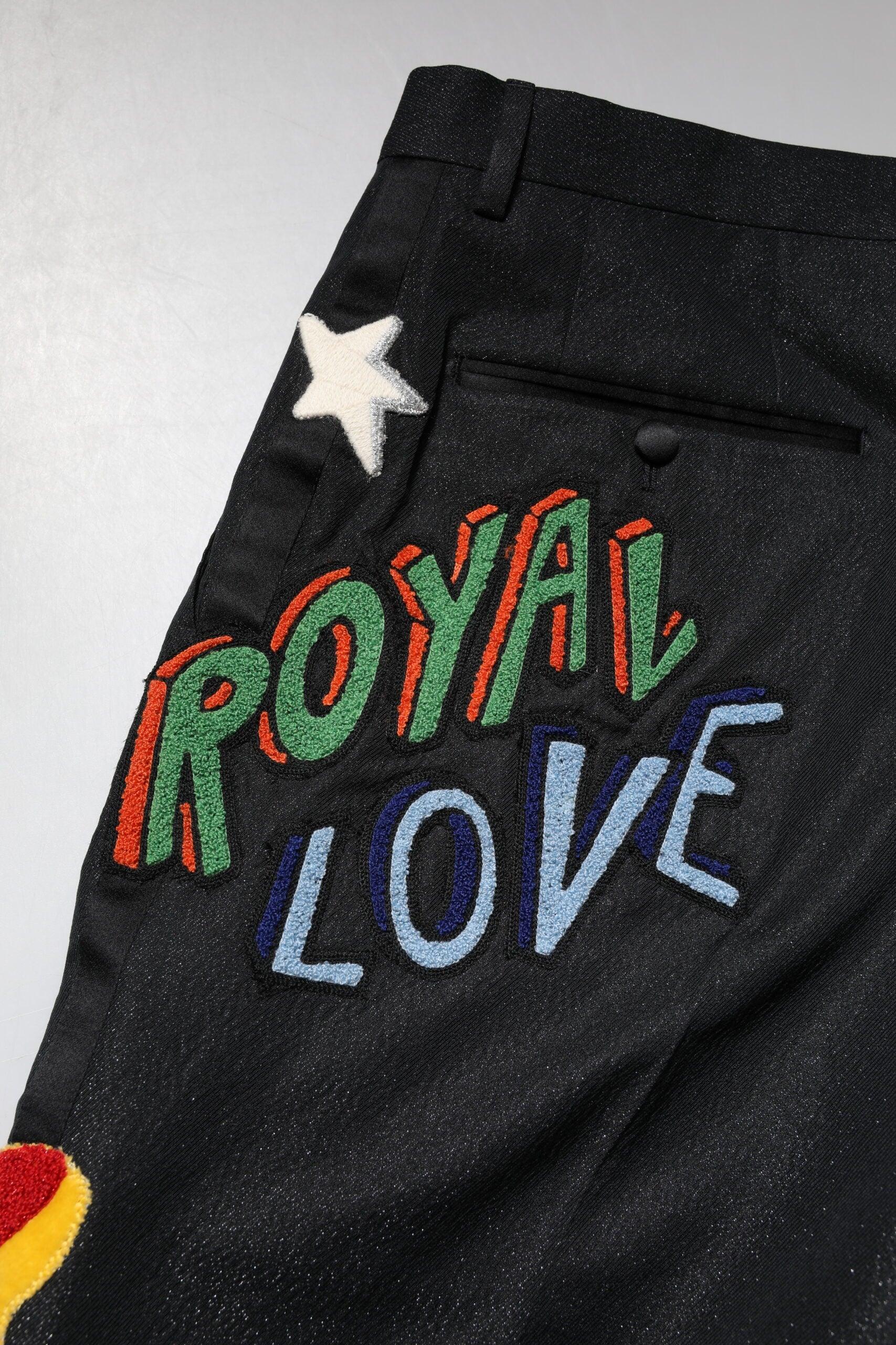 Dolce & Gabbana Black Graphic Embroidery Men Pants - Zeiniez