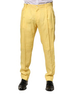 Dolce & Gabbana Yellow Flax Tapered Dress Men Pants - Zeiniez