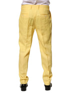 Dolce & Gabbana Yellow Flax Tapered Dress Men Pants - Zeiniez