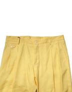Dolce & Gabbana Yellow Flax Tapered Dress Men Pants - Zeiniez