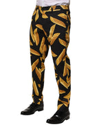 Dolce & Gabbana Black Pasta Print Tapered Men Pants - Zeiniez