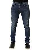 Dolce & Gabbana Blue Washed Skinny Cotton Denim Jeans - Zeiniez