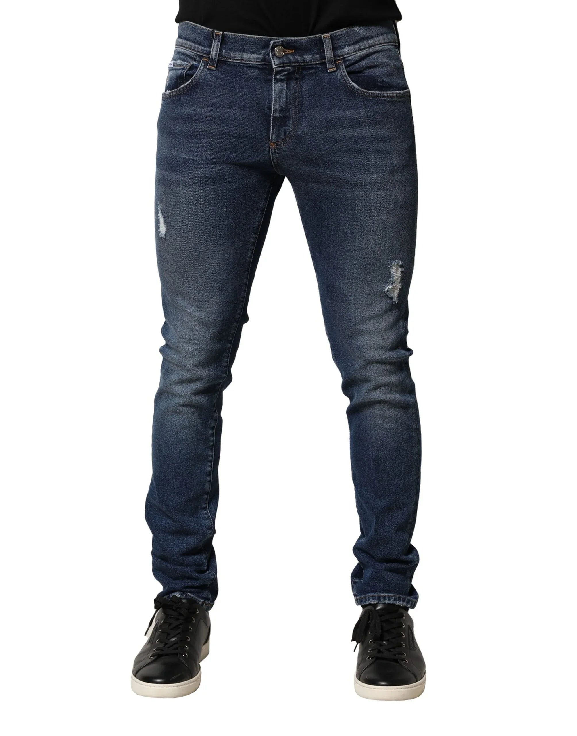 Dolce & Gabbana Blue Washed Skinny Cotton Denim Jeans - Zeiniez