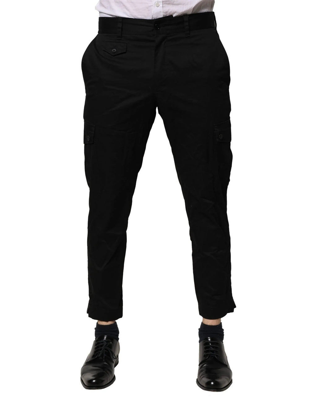 Dolce & Gabbana Black Cotton Dress Slim Formal Pants - Zeiniez