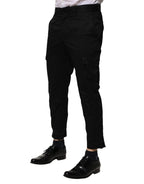 Dolce & Gabbana Black Cotton Dress Slim Formal Pants - Zeiniez