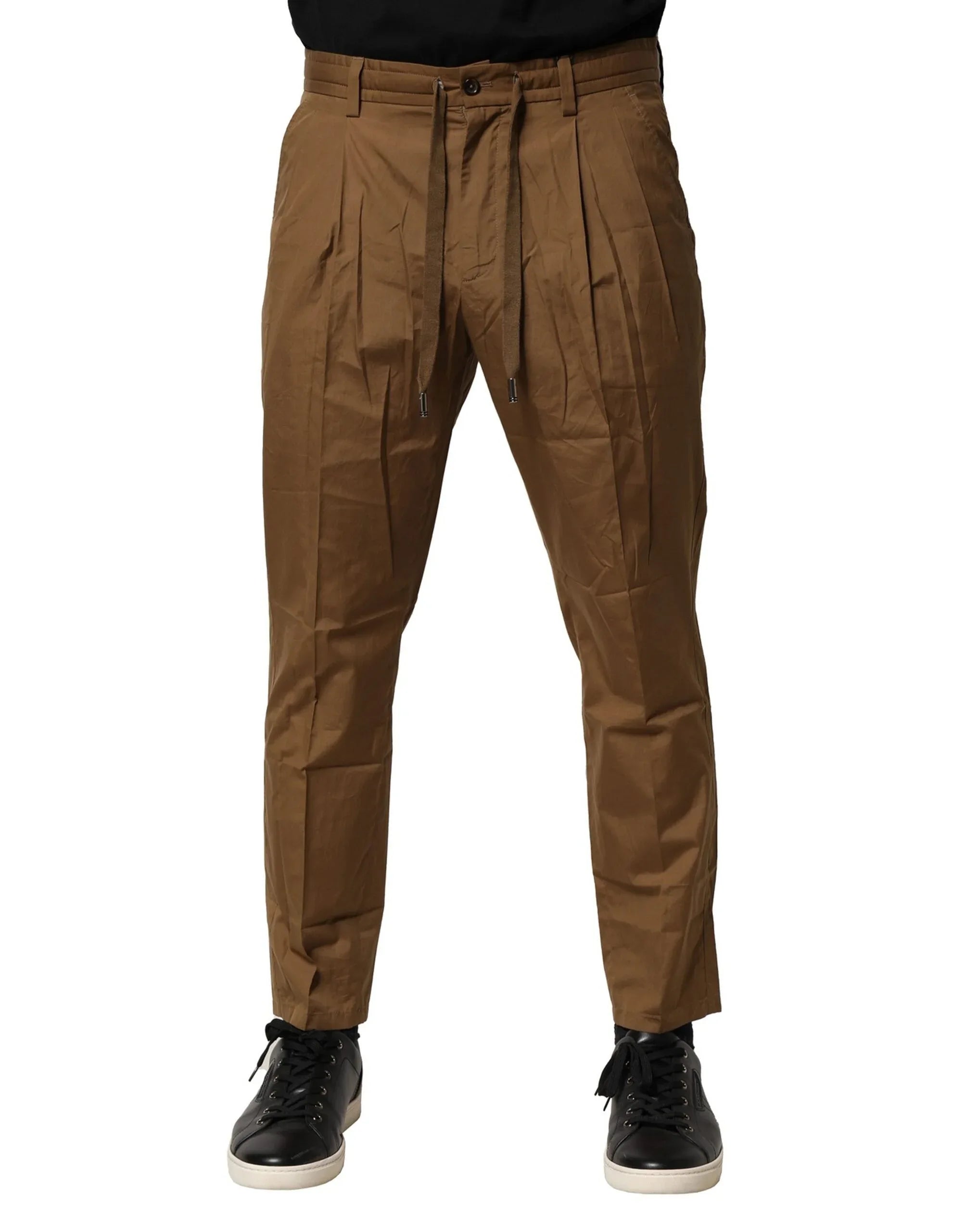 Dolce & Gabbana Brown Cotton Chino Mid Waist Men Pants - Zeiniez