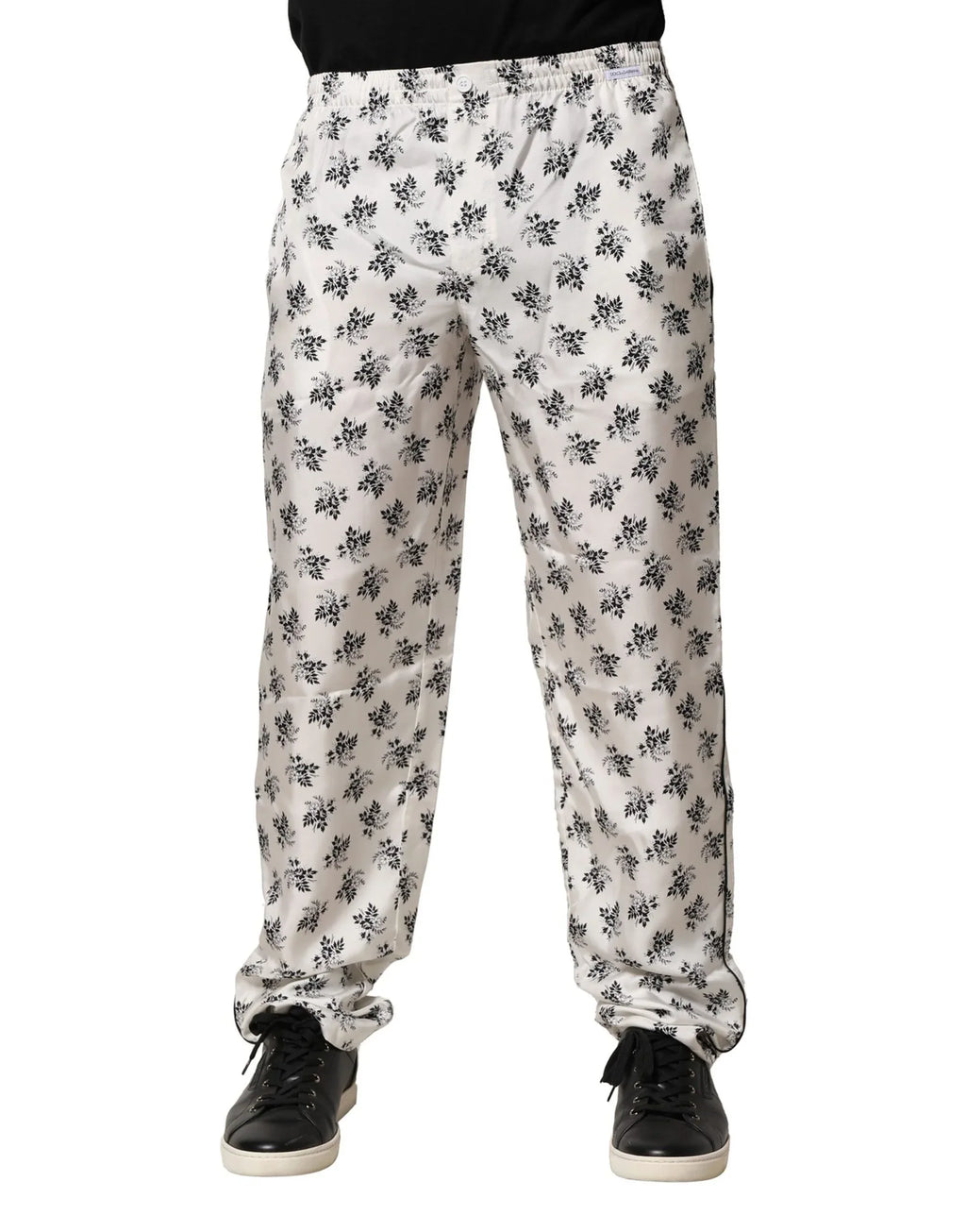 Dolce & Gabbana White Floral Silk Casual Lounge Pants - Zeiniez