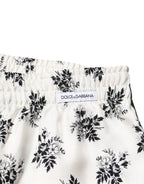 Dolce & Gabbana White Floral Silk Casual Lounge Pants - Zeiniez