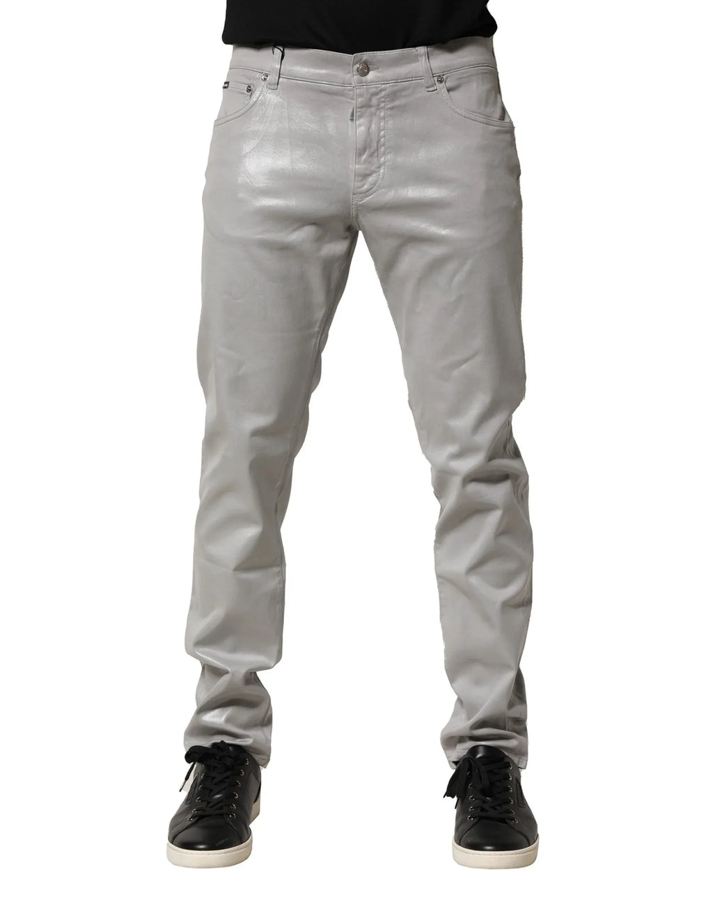 Dolce & Gabbana Silver Cotton Stretch Slim Denim Jeans - Zeiniez