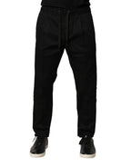 Dolce & Gabbana Black Cotton Mid Waist Jogger Pants - Zeiniez