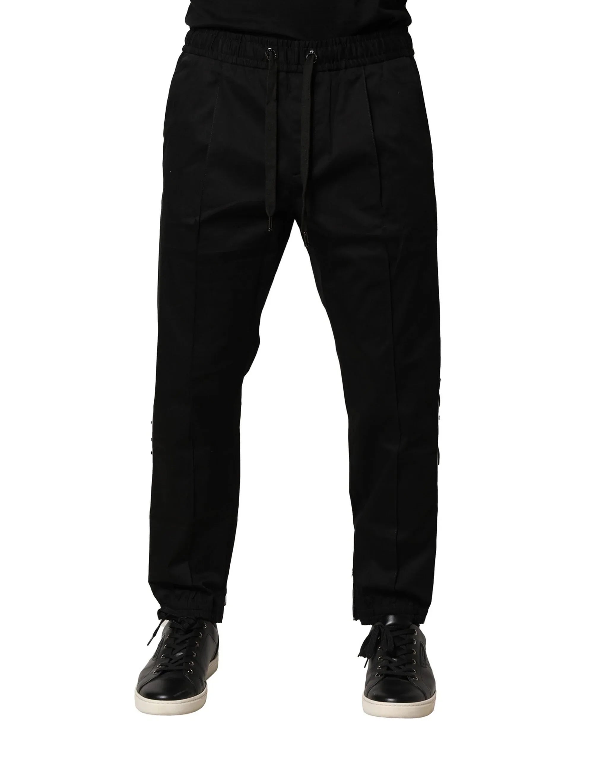 Dolce & Gabbana Black Cotton Mid Waist Jogger Pants - Zeiniez