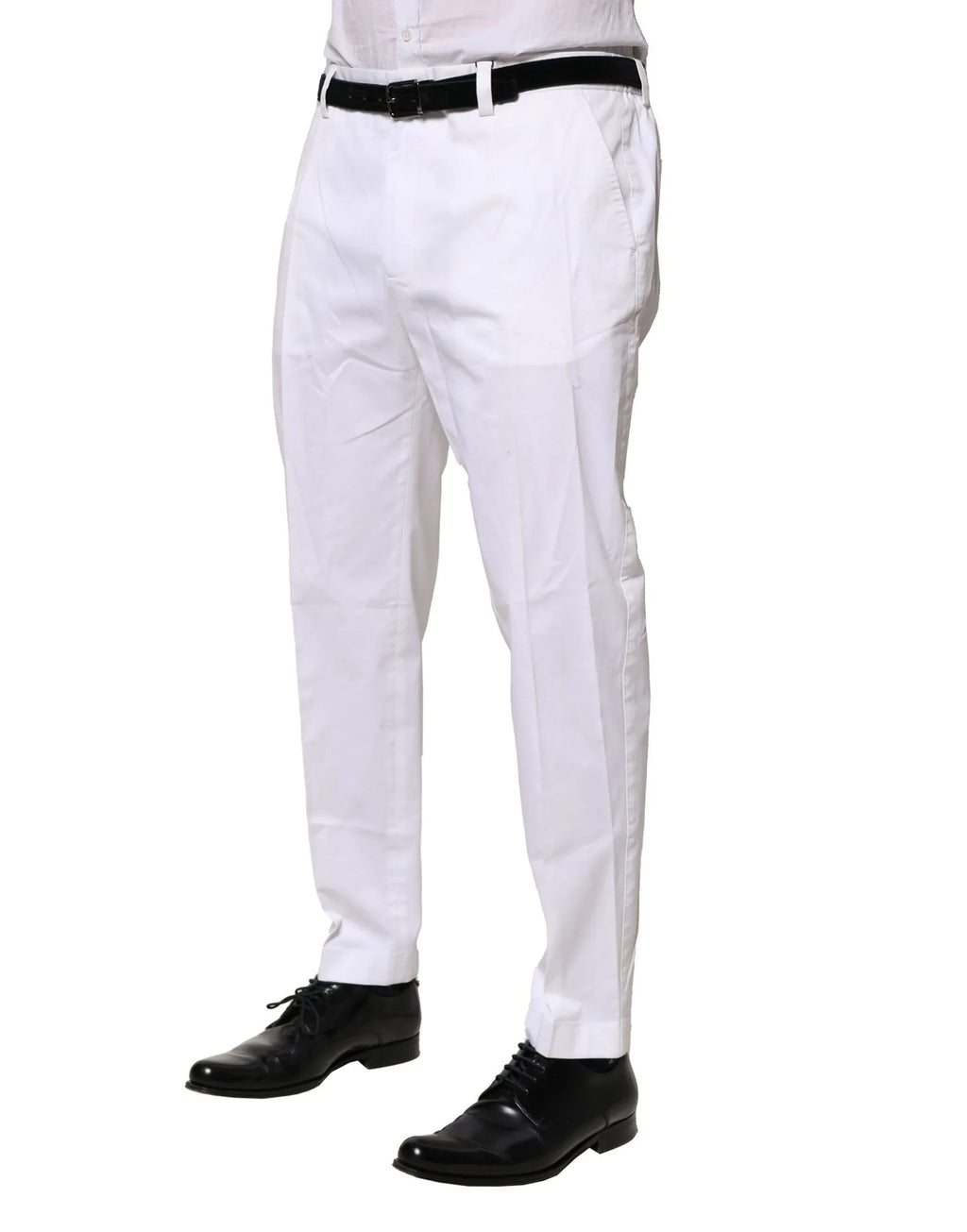 Dolce & Gabbana White Cotton Dress Slim Formal Pants - Zeiniez