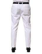 Dolce & Gabbana White Cotton Dress Slim Formal Pants - Zeiniez