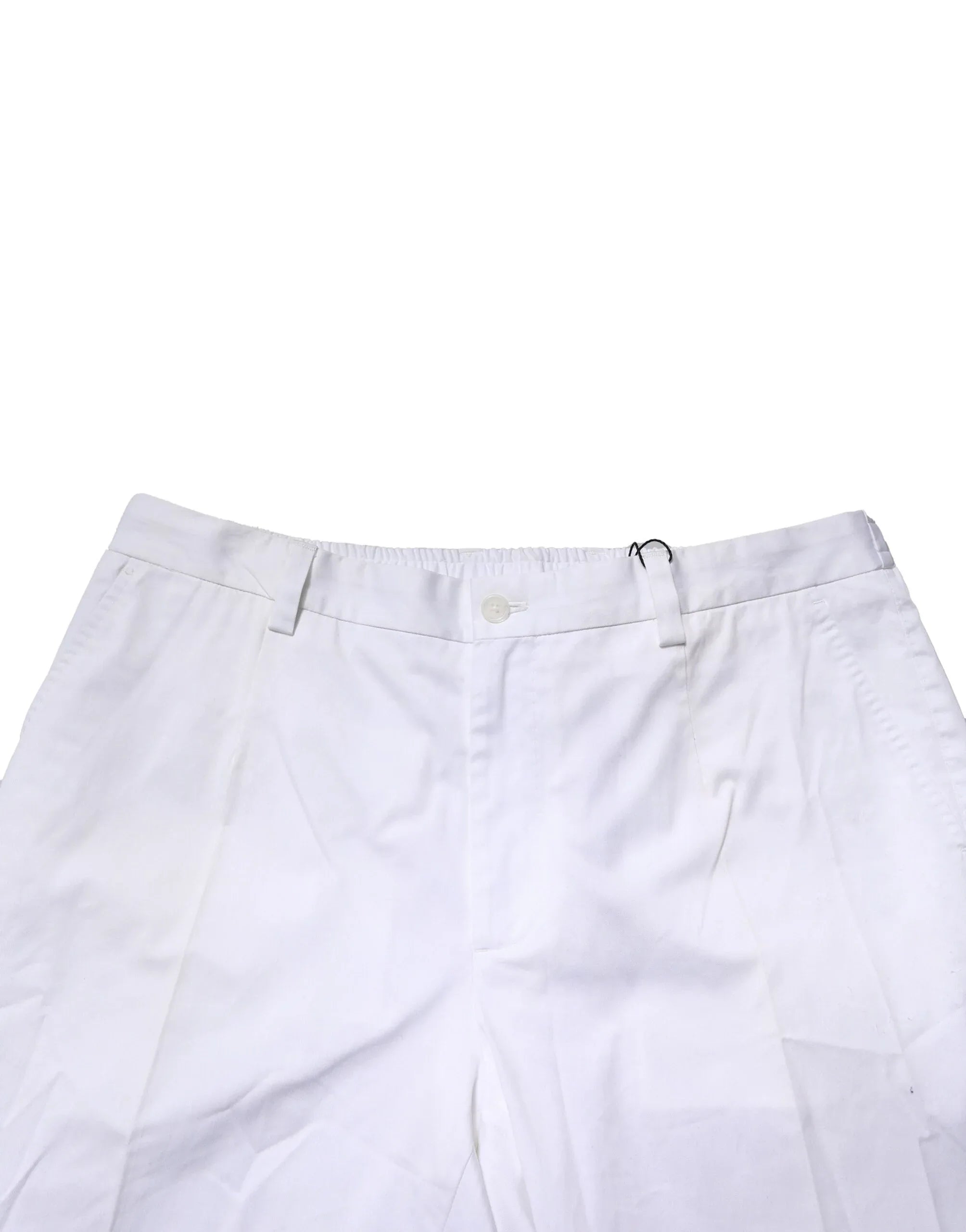 Dolce & Gabbana White Cotton Dress Slim Formal Pants - Zeiniez