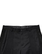 Dolce & Gabbana Black Cotton Dress Slim Formal Pants
