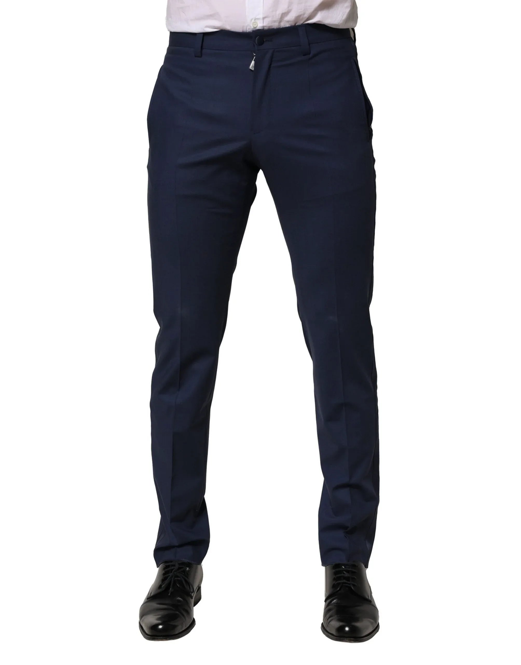 Dolce & Gabbana Dark Blue Wool Dress Formal Pants - Zeiniez