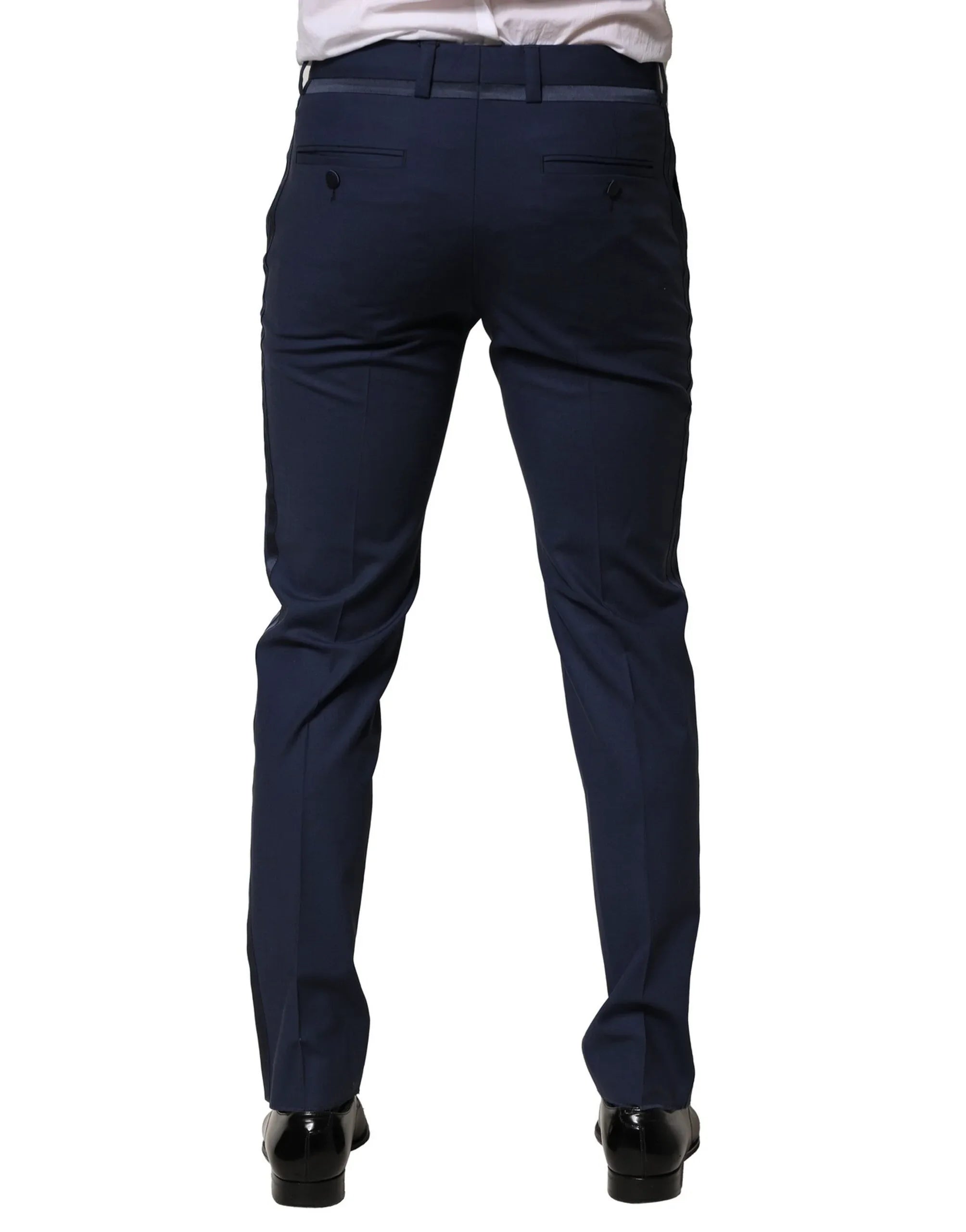 Dolce & Gabbana Dark Blue Wool Dress Formal Pants - Zeiniez