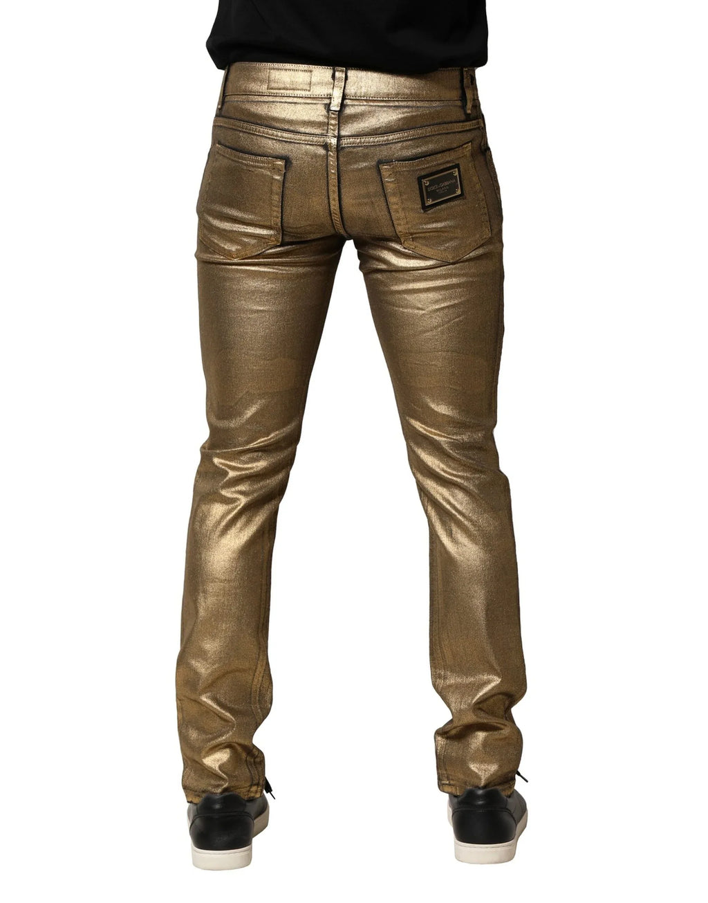Dolce & Gabbana Gold Tattered Cotton Stretch Slim Denim Jeans - Zeiniez