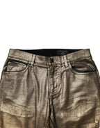 Dolce & Gabbana Gold Tattered Cotton Stretch Slim Denim Jeans - Zeiniez