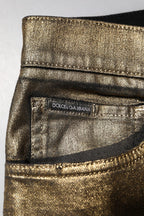 Dolce & Gabbana Gold Tattered Cotton Stretch Slim Denim Jeans - Zeiniez