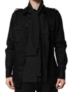 Dolce & Gabbana Black Polka Dot Linen Silk Men Casual Shirt
