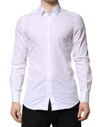 Dolce & Gabbana White GOLD Crown Cotton Dress Formal Shirt