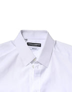 Dolce & Gabbana White GOLD Crown Cotton Dress Formal Shirt - Zeiniez
