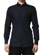 Dolce & Gabbana Dark Blue MARTINI Cotton Dress Formal Shirt - Zeiniez